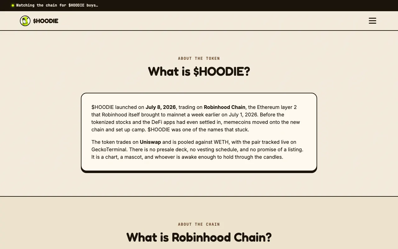 Preview of the About page